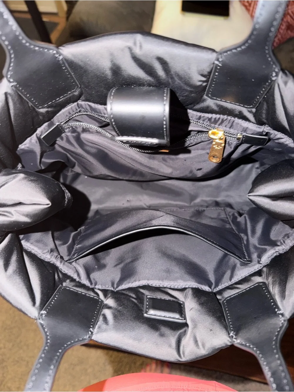 Tory Burch Black Quilted Logo Tote